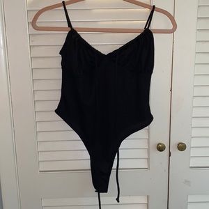 Black adjustable strap body suit
